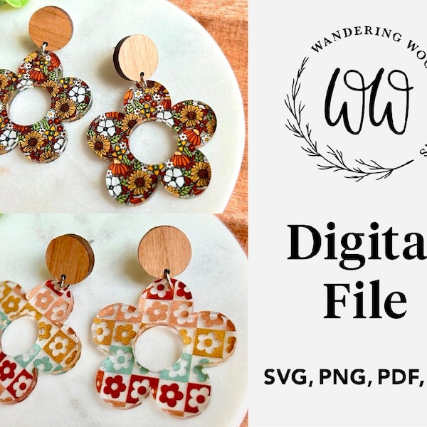 Daisy Earrings SVG // Laser Cut jewelry svg // Glowforge SVGs, Laser Cutter, Silhouette, Cricut Cut File