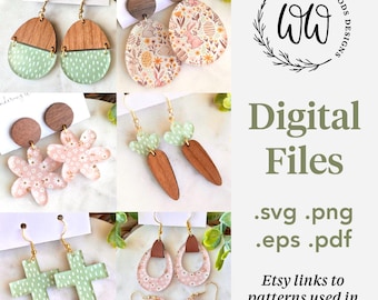 Easter Earrings SVG // Laser Cut earring bundle svg // Glowforge SVGs, Laser Cutter, Silhouette, Cricut Cut File