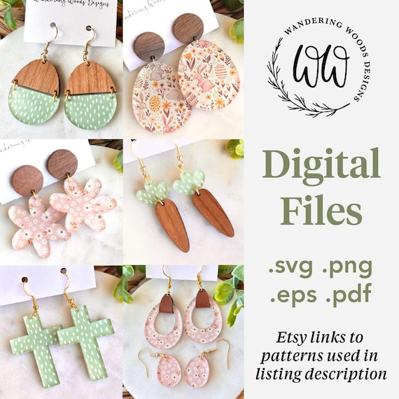 Easter Earrings SVG // Laser Cut earring bundle svg // Glowforge SVGs, Laser Cutter, Silhouette, Cricut Cut File