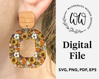 Retro quadratische Ohrringe SVG // Laser Cut Schmuck svg // Glowforge SVG, Laser Cutter, Silhouette, Cricut Cut File
