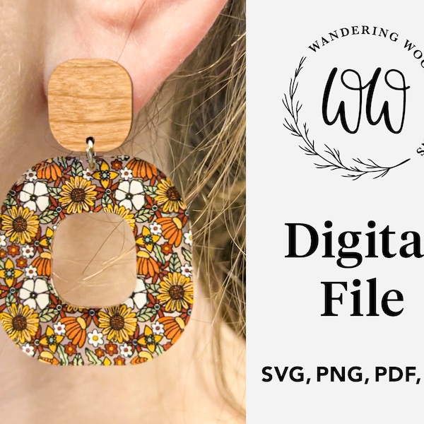 Retro Square Dangle Earrings SVG // Laser Cut jewelry svg // Glowforge SVGs, Laser Cutter, Silhouette, Cricut Cut File