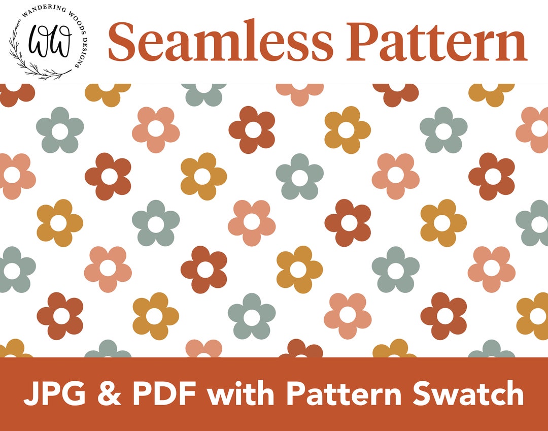 Retro Daisy Seamless Pattern File / Personal & Commercial Use / DIGITAL ...