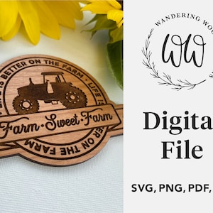 Farm Coasters svg file for Glowforge / Farmer svg / Glowforge, Laser, Cricut Svg, Png, Eps, Pdf / Personal & Commercial / DIGITAL FILE