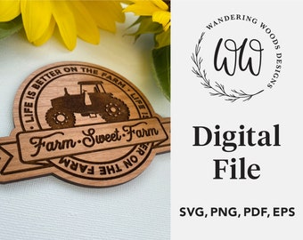 Farm Coasters svg file for Glowforge / Farmer svg / Glowforge, Laser, Cricut Svg, Png, Eps, Pdf / Personal & Commercial / DIGITAL FILE