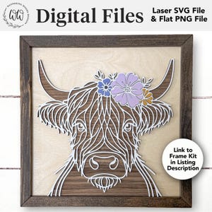 Highland Kuh SVG-Datei / Glowforge-Dateien / Glowforge, Laser CutterSvg, Png / Kommerzielle Verwendung / Kein physischer Artikel NUR DATEI