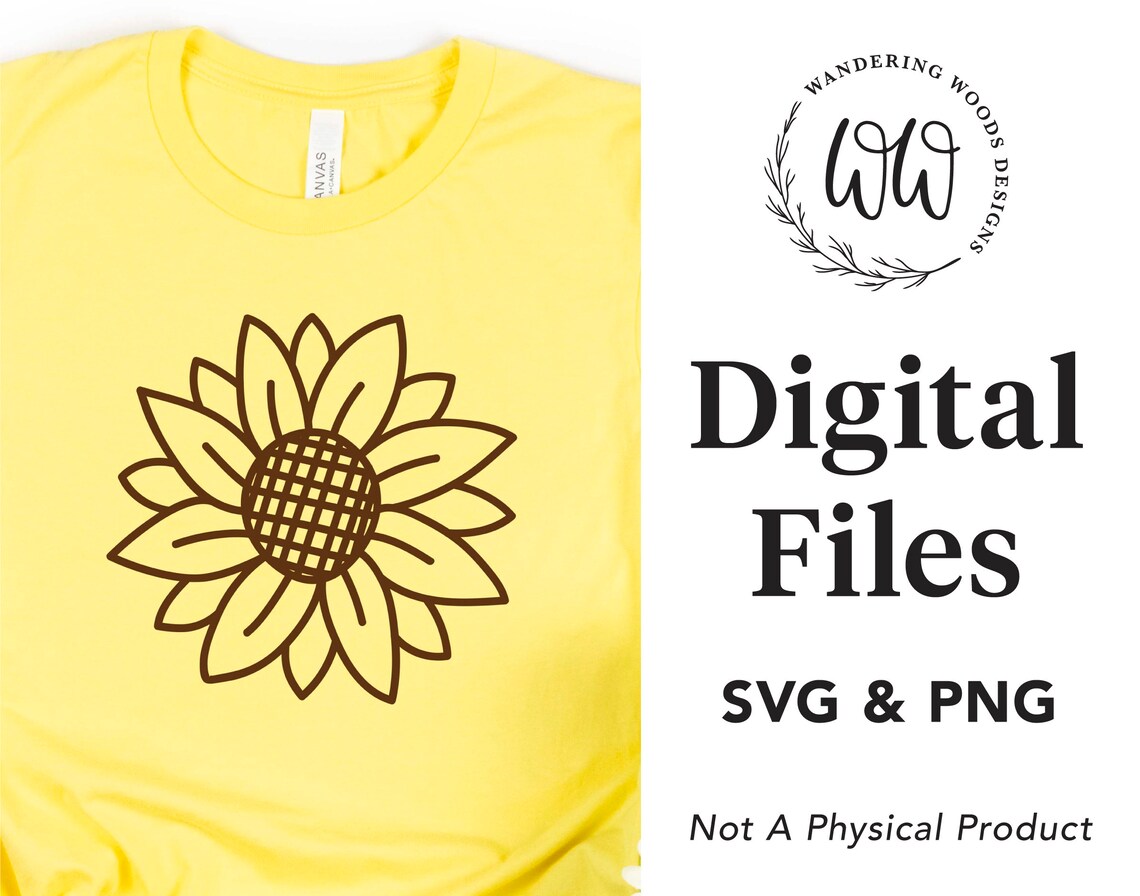 Sunflower SVG Handdrawn Sunflower Tshirt Design Flower SVG Sunflower