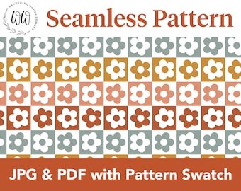 Checkered Daisy Seamless Pattern File / Personal & Commercial Use ...