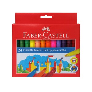 Długopis z końcówką fibrową w etui 24 sztuki w rozmiarze Jumbo firmy Faber-Castell
