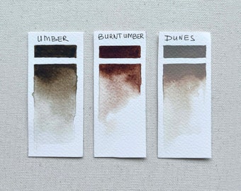 Earth Colors Set of 3 Professional Watercolor Paints Semi-Dry 2.5 ml Cuvettes White Nights by Nevskaya Palitra