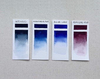 Blue Darks Set of 4 Professional Watercolor Paints Semi-Dry 2.5 ml Cuvettes White Nights by Nevskaya Palitra