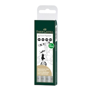 Ecco Pigment Pens Black - Wallet of 4 (0.2, 0.4, 0.6, 0.8) by Faber-Castell, Liner Pens, Fibre Tip