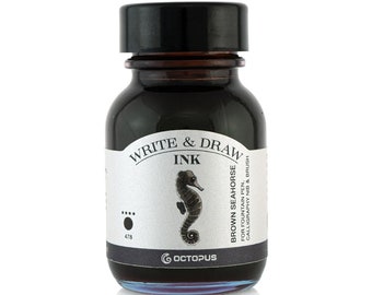 Octopus Write & Draw Ink Bottle 50ml - BROWN SEAHORSE