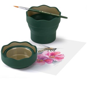 Portapinceles Recipiente para agua de Faber-Castell CLIC&GO Verde oscuro