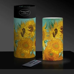 Flameless Wax Candle 6 in. LED  - van Gogh &quot;Sunflowers&quot;