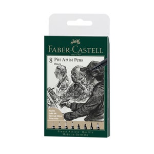 Pitt Pen 8 Pack Black by Faber-Castell