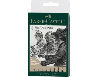 Paquete de 8 bolígrafos Pitt de color negro de Faber-Castell