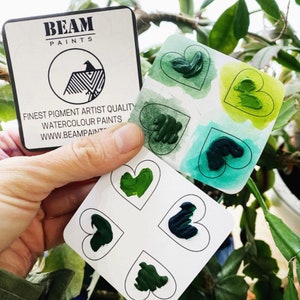 Met de hand gemaakte aquarelverf Set van 4 reiskaarten Wild Greens Canadian Paints