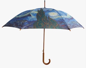 Umbrella Vincent Van Gogh'S Starry Night Wooden Stick Umbrella