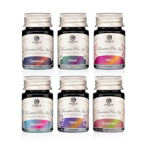 Octopus Sheen Ink Set of 6 x 10 ml Fountain Pen Inks, Sheening Inks 02