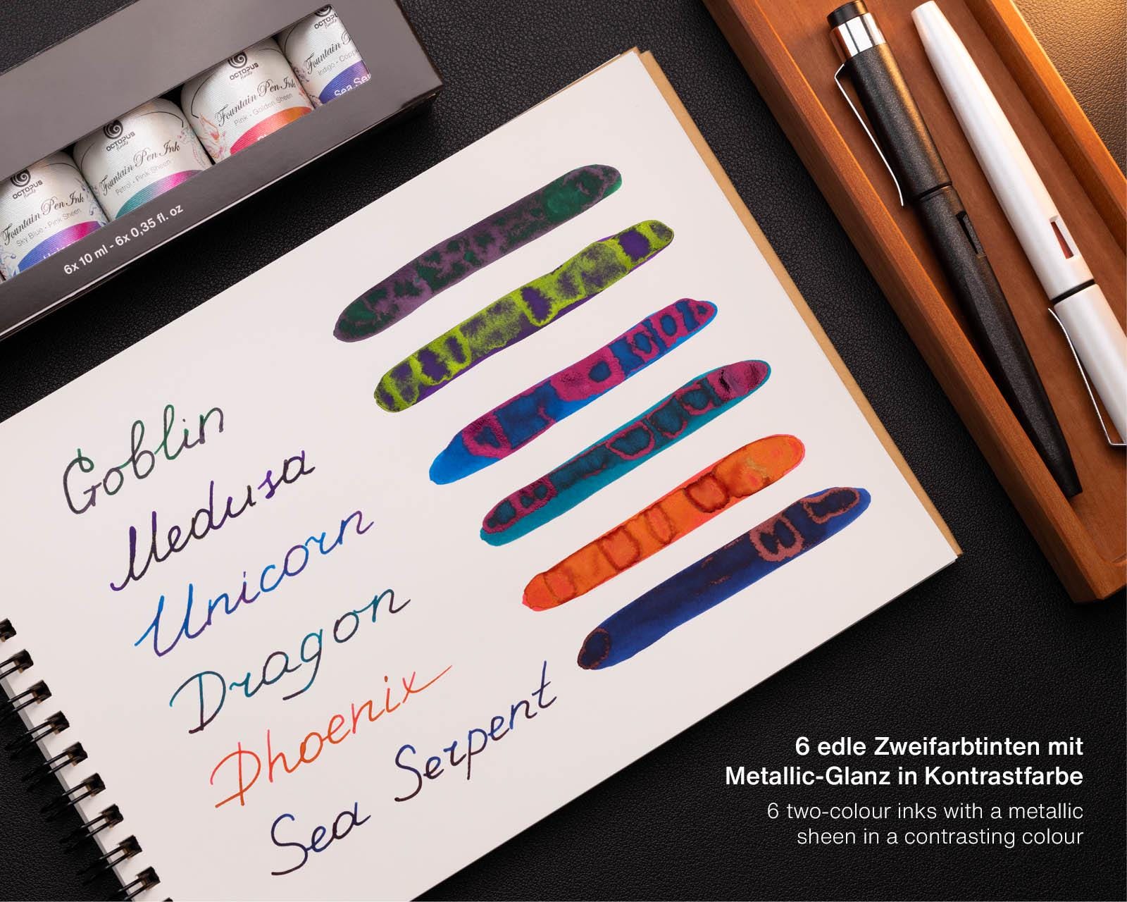 Fountain Ink Octopus Sheen Nk Blue Wth Bronze Bottle 30ml DJNN