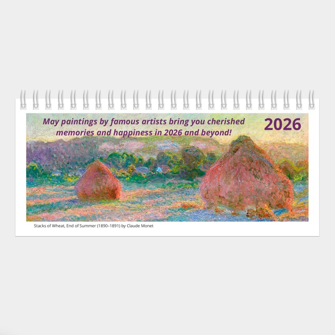 Desk Calendar 2026 With Impressionist Paintings, 8