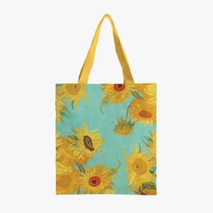 Canvas Magazine Tote Bag - Van Gogh Sunflowers with Shoulder Strap