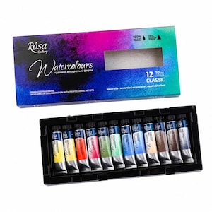 Professional Watercolor Paint Set 12 Tubes of 10 ml Watercolour Kit by ROSA Gallery