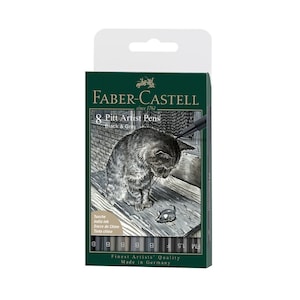 Pitt Artist Pen Black & Grey Wallet of 8 by Faber-Castell