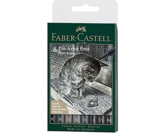 Portefeuille de 8 stylos Pitt Artist Pen noir et gris par Faber-Castell
