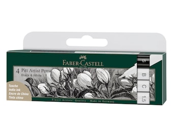Pitt Pen Set of 4 Black & White by Faber-Castell