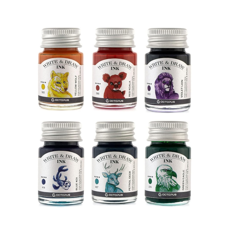 Octopus Ink Set - RAINBOW Write & Draw Inks Set of 6 X 10 Ml - Etsy