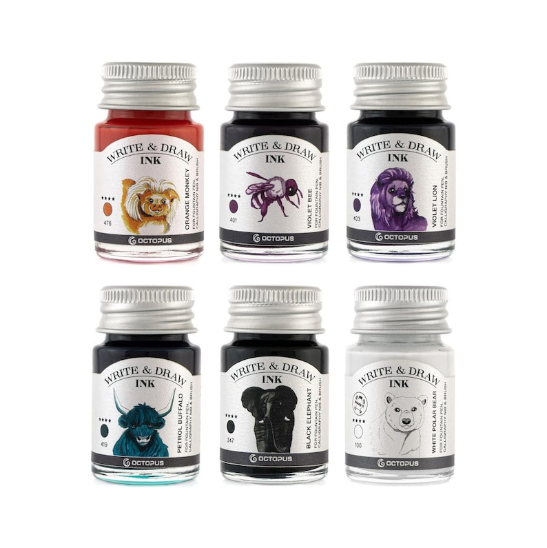 Octopus Ink Set - BASIC MIX Write & Draw Inks Set of 6 X 10 Ml - Etsy