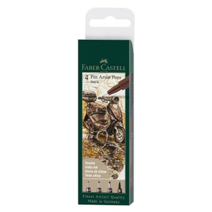 Pitt Pen Set of 4 Dark Sepia by Faber-Castell