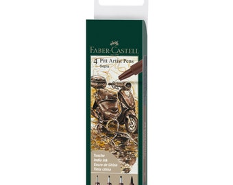 Pitt Pen Set of 4 Dark Sepia by Faber-Castell