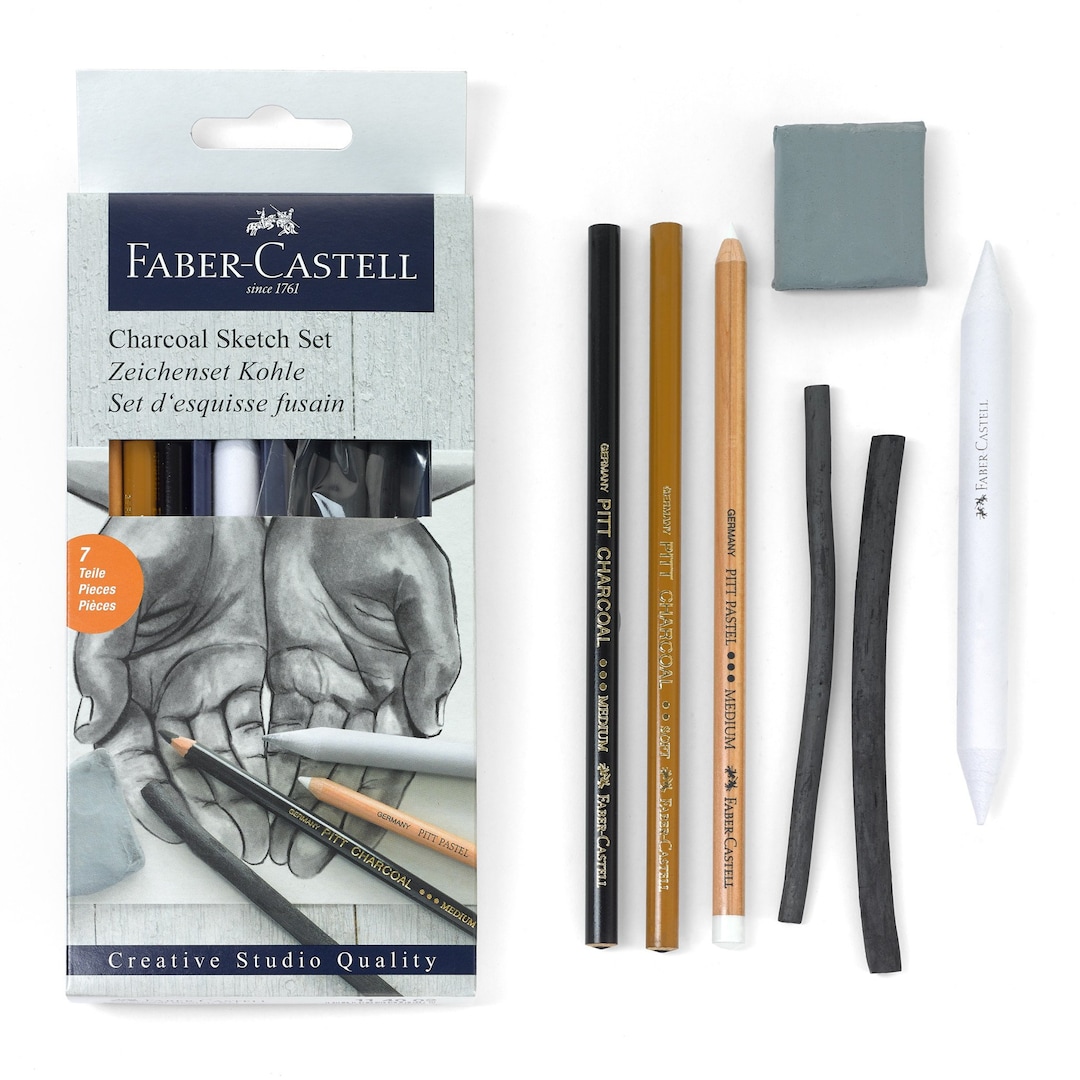 NEW ~ Faber-Castell Charcoal Sketch Set Lot of 2 ~ 7 Piece
