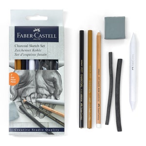 New 60Pcs Professional Sketch Drawing Set Wooden Box Charcoal Brush Sketch  Tools