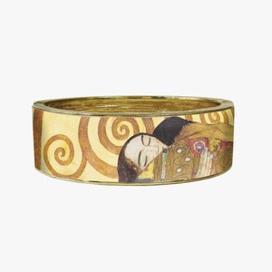 Cuff Bracelet Inspired by Gustav Klimt &quot;The Kiss&quot; for Ladies, Gold Plated, Women Jewelry, Art Jewelry
