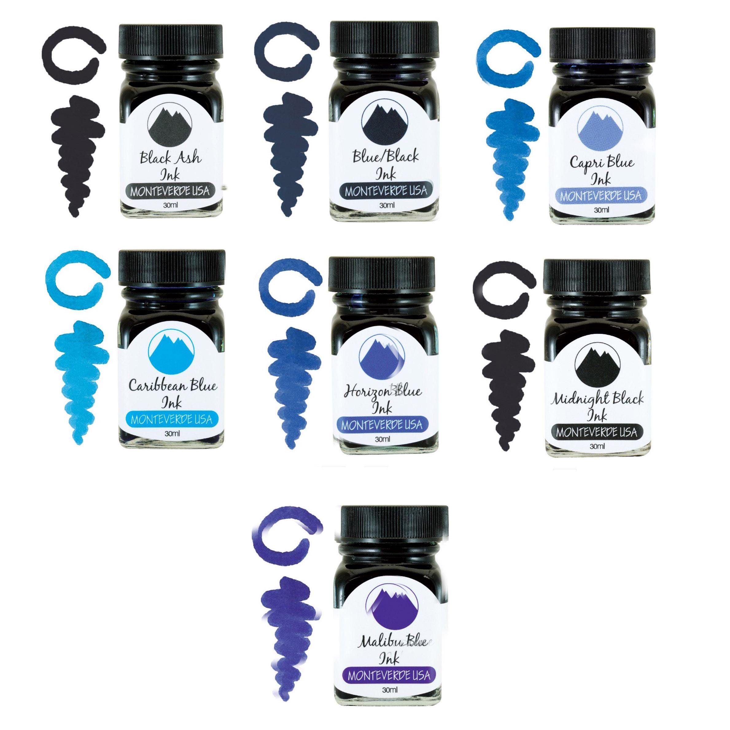 万年筆インク 30 ml ブラックとブルーのシェード コア コレクション