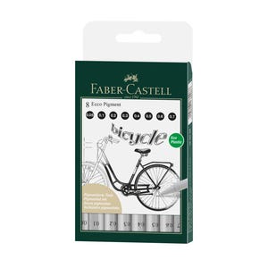 Ecco Pigment Pens Black - Wallet of 8 by Faber-Castell, Liner Pens, Fibre Tip, Fineliner