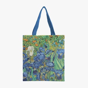 Canvas Magazine Tote Bag - Van Gogh Irises with Shoulder Strap