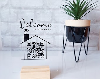 Wifi QR Code Sign | wifi password sign, air bnb wifi, welcome to our home, father's day gift from wife, home office decor, Be our guest,