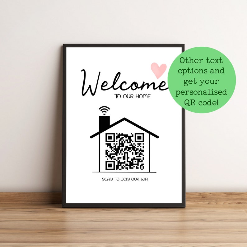 Wifi Home QR Code Personalised Print A4 A5 A6 Free Delivery Etsy
