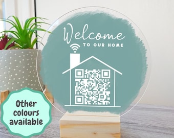 Wifi QR Code Sign | wifi password sign, air bnb, welcome to our home, free standing sign, work from home, Be our guest