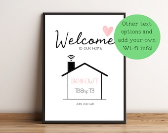 Wifi Home Codes Personalised Print | A3 A4 A5 A6 Free Delivery Downloadable | Welcome Wall Art Guest Decor Office Wi-fi Sign Gift Inspo