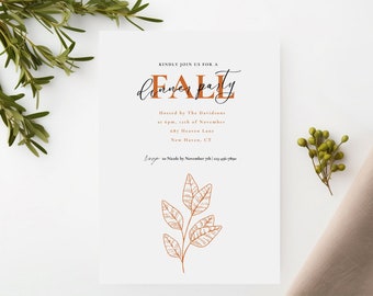 Fall Dinner Party Invitation, Harvest Dinner Party Invitation, Thanksgiving Dinner Invitation
