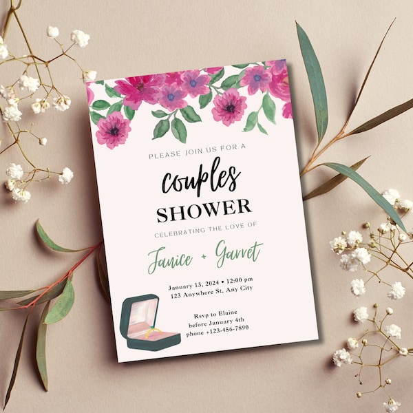 Modèle de faire-part de shower de mariage pour couples, faire-part de shower de mariage conjoint, faire-part de shower de mariage étudiant, faire-part de shower de mariage