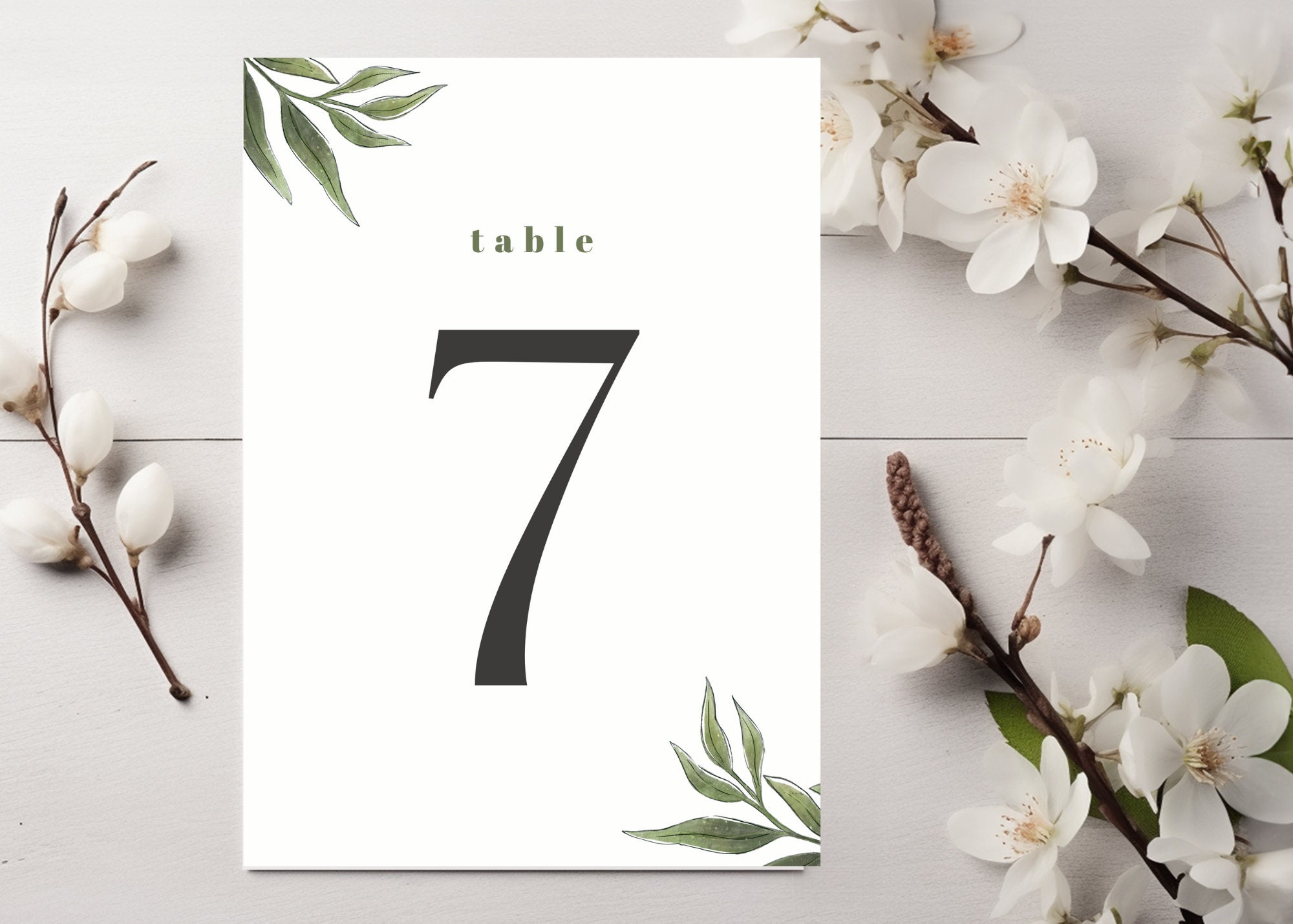 Minimalist Table Number Sign Template Printable, Modern Table Number ...