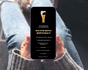 Digital Beer Birthday Invitation, Let's Party, Beer Birthday Invitation, Electronic Beer Evite, Men's Birthday Electronic Invite
