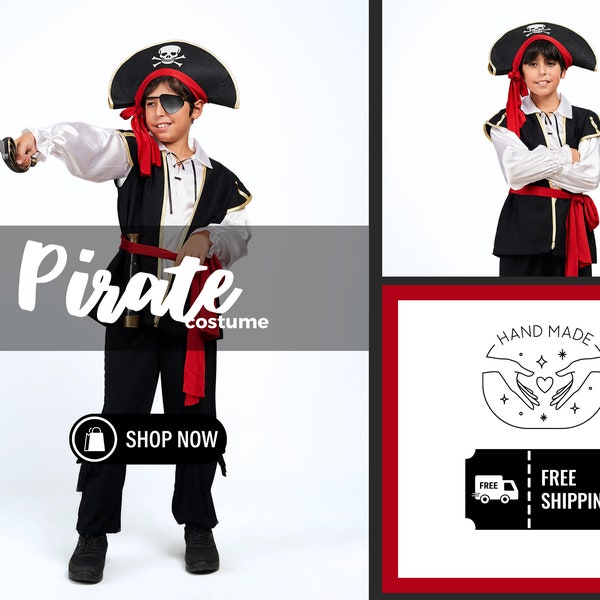 Costume de pirate pour garçons / Tenue de pirate pour enfants / Costume d'Halloween pour garçons