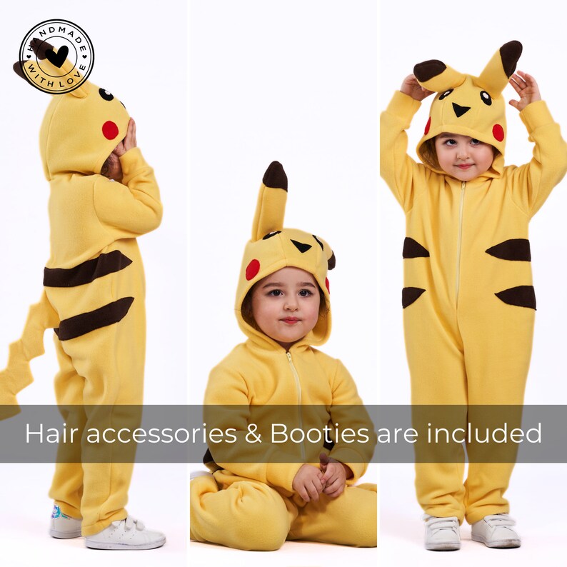 Pikachu Costume for kids / Halloween Party costume for toddler / pikachu onesie for halloween image 4